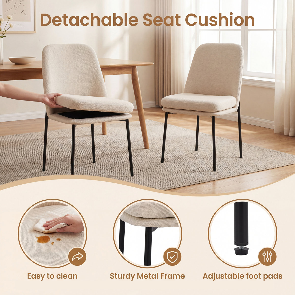 Fabric Upholstered Parsons Side Chair Dining Chair (Set of 2)